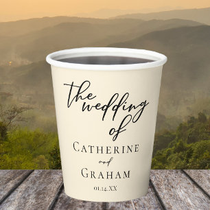 Elegant Ivory Wedding Personalized Minimalist Paper Cups