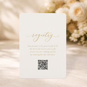 Elegant Ivory Wedding Registry Card with QR Code