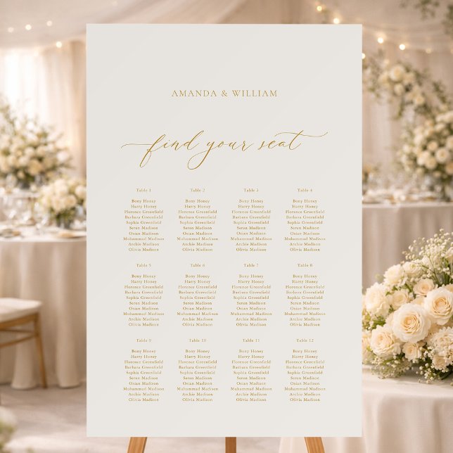 Elegant Ivory Wedding Seating Chart  Foam Board (Creator Uploaded)