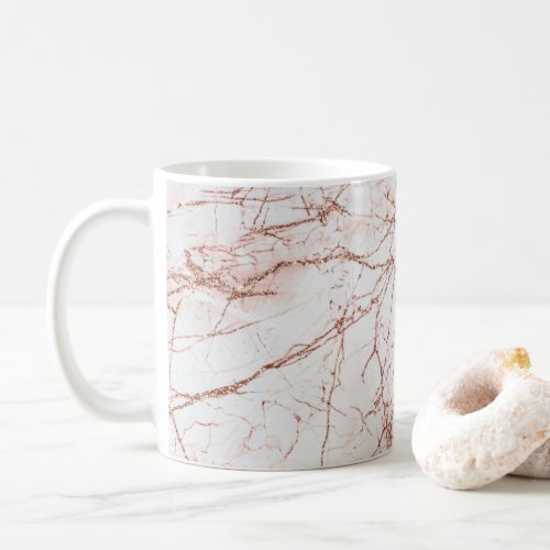 Elegant ivory white faux rose gold glitter marble coffee mug