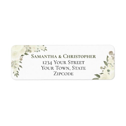 Elegant Ivory White Floral Wedding Return Address Label