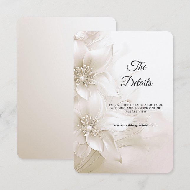 Elegant Ivory White Flowers Detail Enclosure Card (Front/Back)