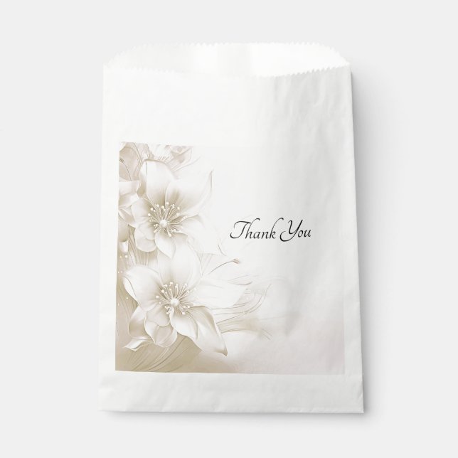 Elegant Ivory White Flowers Favor Bag (Front)