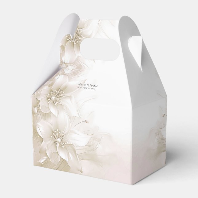 Elegant Ivory White Flowers Favor Box (Front Side)