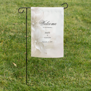Elegant Ivory White Flowers Garden Flag