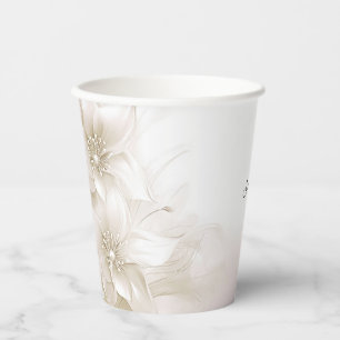 Elegant Ivory White Flowers Paper cup