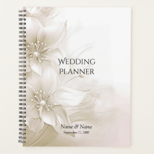 Elegant Ivory White Flowers Planner