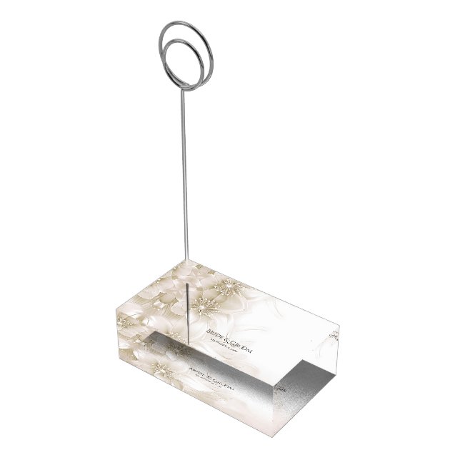 Elegant Ivory White Flowers Table Card Holder (Corner)