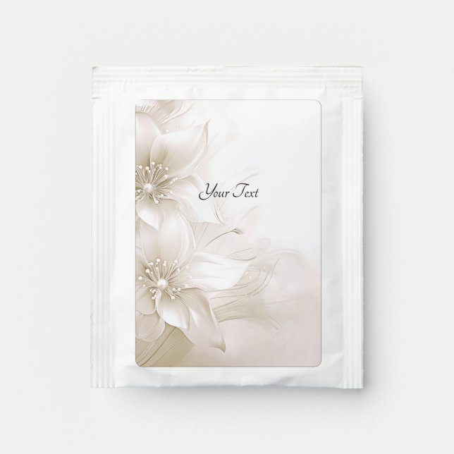 Elegant Ivory White Flowers Tea Bag Drink Mix (Front)