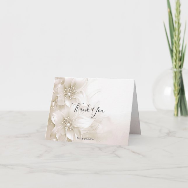 Elegant Ivory White Flowers Thank You Card (Front)