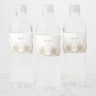 Elegant Ivory White Flowers Water Bottle Label