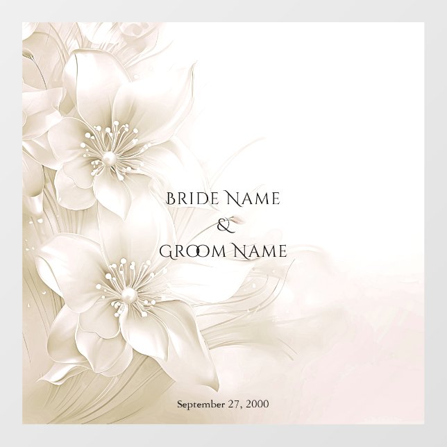 Elegant Ivory White Flowers Wedding Floor Decal (Front)