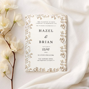 Elegant ivory white gypsophila floral Wedding Invitation