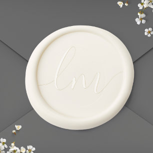 Elegant Ivory White Handwritten Initials Script Wax Seal Stamp