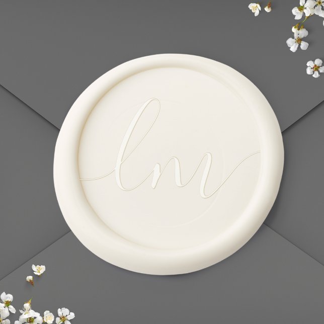Elegant Ivory White Handwritten Initials Script  Wax Seal Stamp (Creator Uploaded)