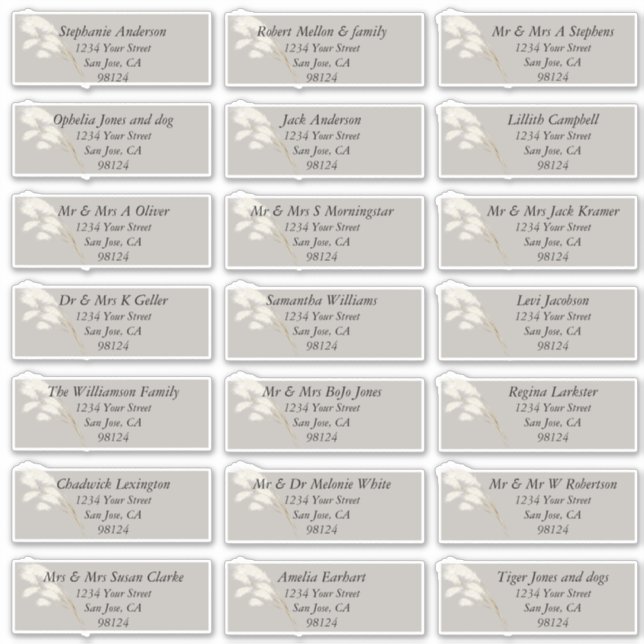 Elegant Ivory White Pampas Grass Sticker (Front)