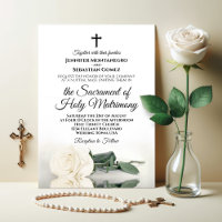 Elegant Ivory White Rose Modern Catholic Wedding