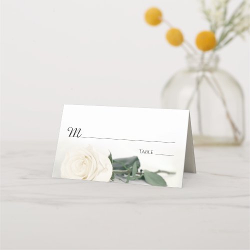 Elegant Ivory White Rose Wedding Write_In Place Card