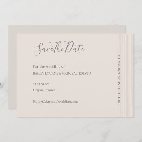 Elegant Ivory White Stripes Save The Date Wedding Invitation