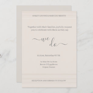 Elegant Ivory White We Do WoodGrain Stripe Wedding Invitation