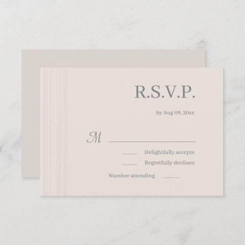 Elegant Ivory White WoodGrain Stripes Wedding RSVP Invitation