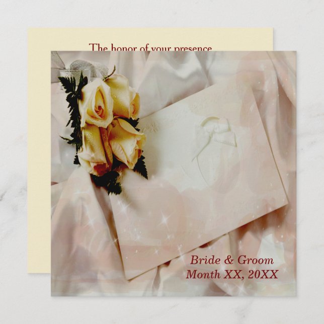 Elegant Ivory with Yellow Roses Wedding Invitation (Front/Back)