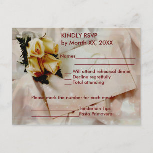 Elegant Ivory Yellow Roses RSVP Rehearsal Postcard