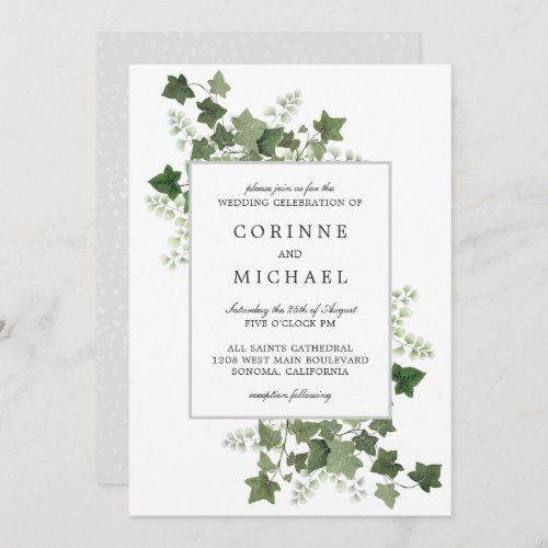 Elegant Ivy and Fern Watercolor Wedding Invitation