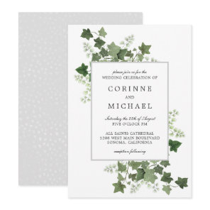Elegant Ivy and Fern Watercolor Wedding Invitation