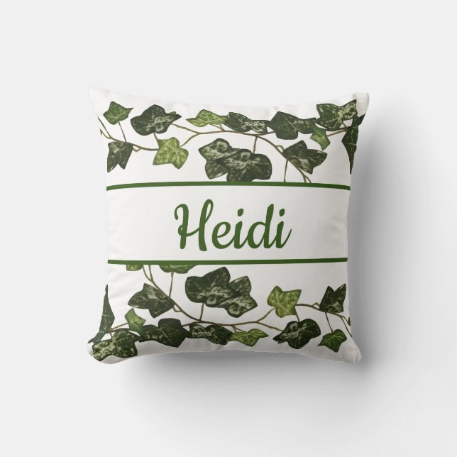 Elegant Ivy Green Cute Custom Throw Pillow (Front)