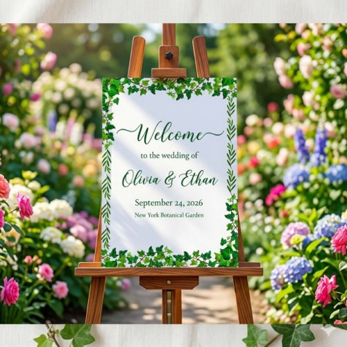 Elegant Ivy Greenery Botanical Wedding Welcome Sig Foam Board