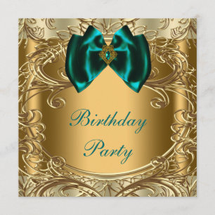 Elegant Jade and Gold Birthday Party Invitation