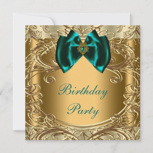 Elegant Jade and Gold Birthday Party Invitation