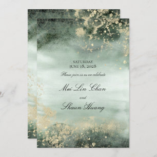 Elegant Jade And Gold Modern Wedding Invitation