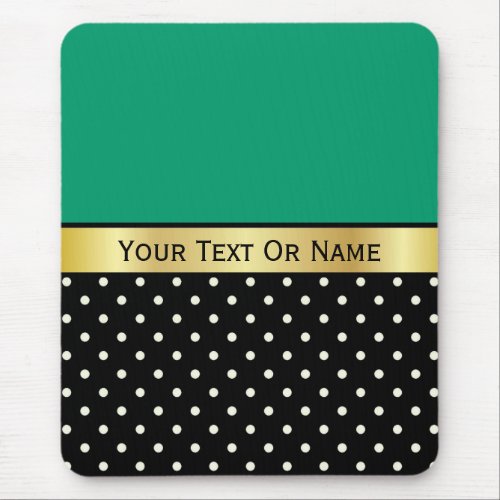 Elegant Jade Green Black White Gold Personalized Mouse Pad