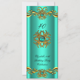 Elegant Jade Green Jewel Gold Birthday Party Invitation