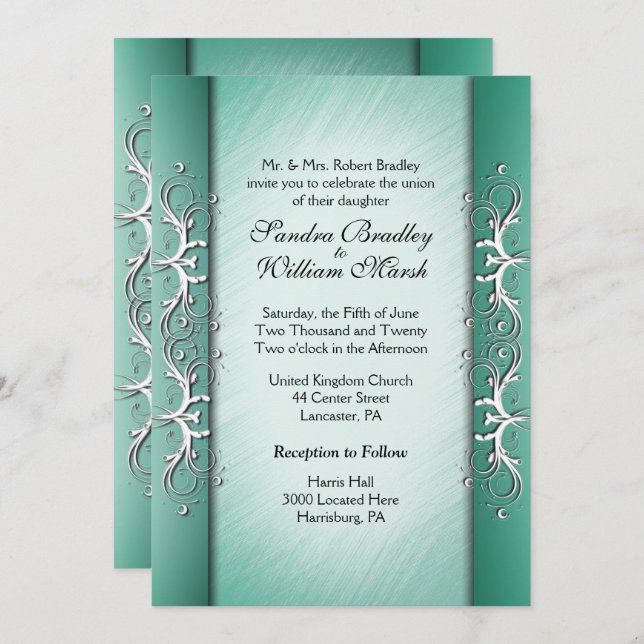 Elegant Jade Wedding Invitation (Front/Back)
