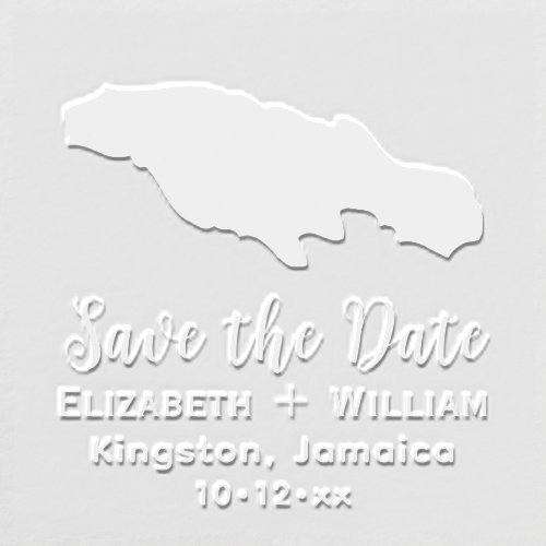 Elegant Jamaica Map Wedding Save the Date Embosser
