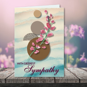 Elegant Japandi with Watercolor Florals Sympathy Card
