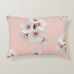 Elegant Japanese Almond Blossom Seamless Pattern Accent Pillow