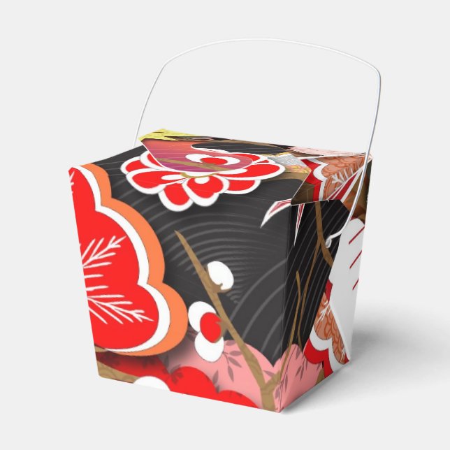 Elegant Japanese Autumn Kimono Favor Boxes (Front Side)