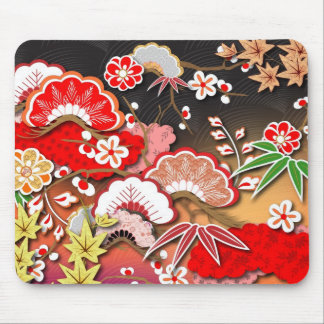 Elegant Japanese Autumn Kimono Mouse Pad