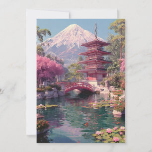 Elegant Japanese Cherry Blossom & Castle Wedding I Invitation