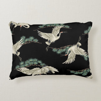 Elegant Japanese crane: artistic depiction. Accent Pillow