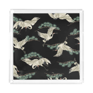 Elegant Japanese crane: artistic depiction. Acrylic Tray