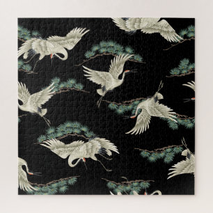 Elegant Japanese crane: artistic depiction. Jigsaw Puzzle