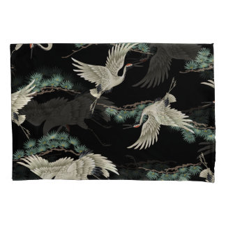 Elegant Japanese crane: artistic depiction. Pillow Case