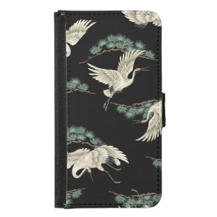 Elegant Japanese crane: artistic depiction. Samsung Galaxy S5 Wallet Case