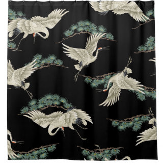Elegant Japanese crane: artistic depiction. Shower Curtain