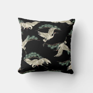 Elegant Japanese crane: artistic depiction. Throw Pillow